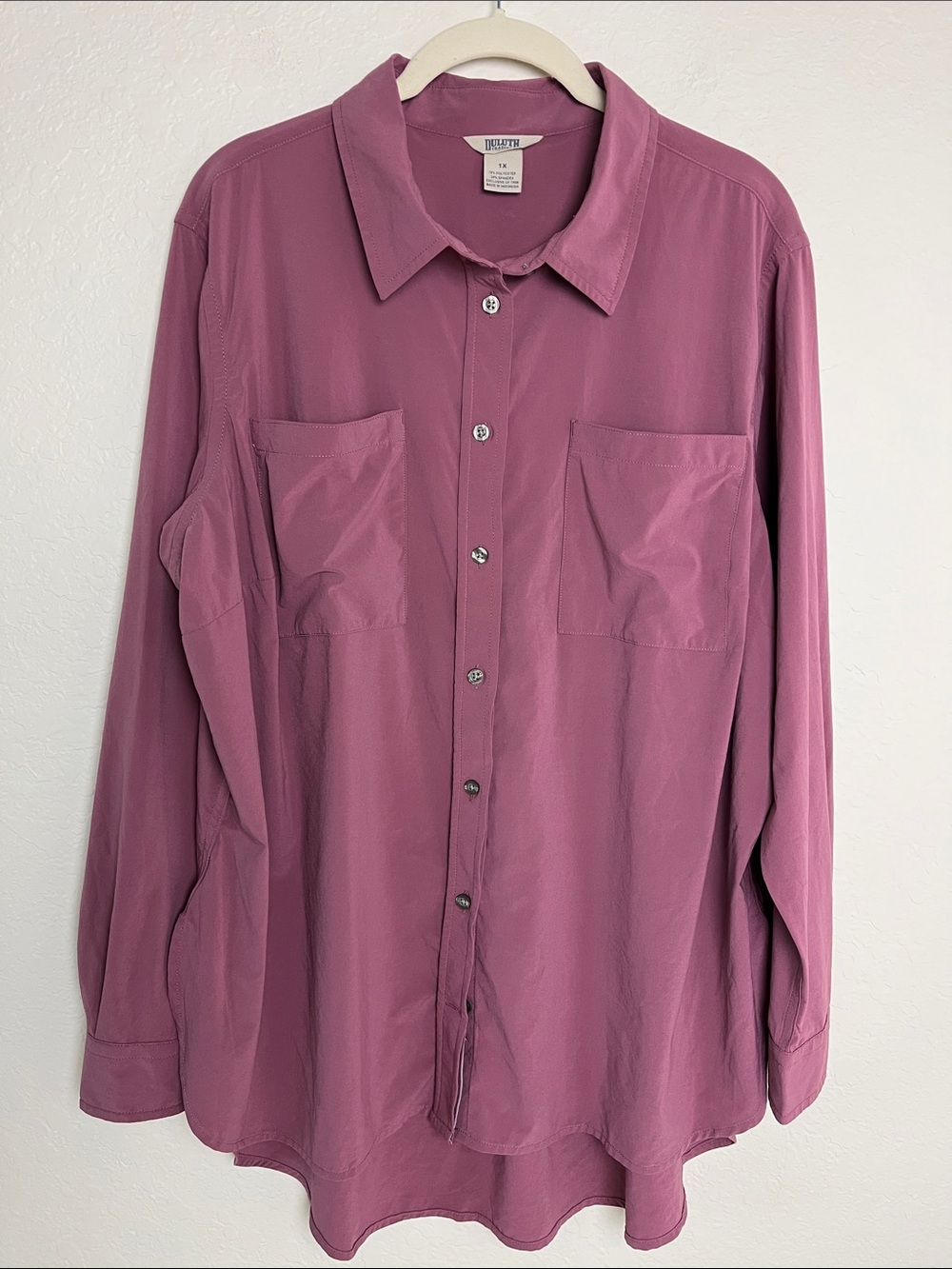 Duluth Trading Co Purple Flexellence Button Down Long Shirt 1X